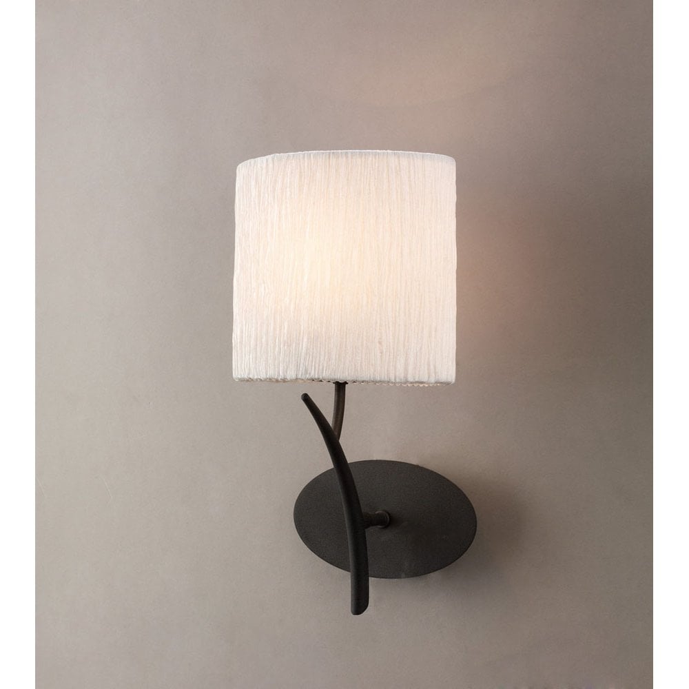Eve Anthracite Wall Lamp with White Oval Shade and Rocker Switch