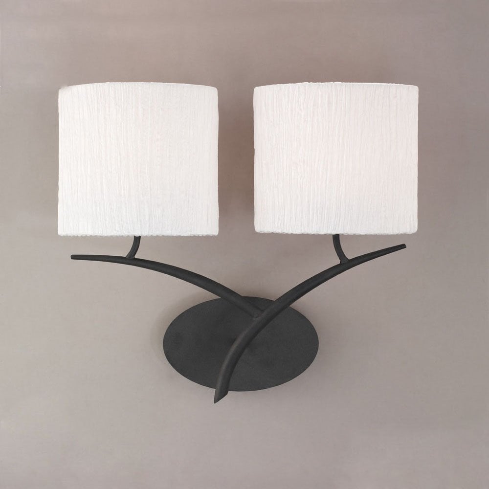 Eve Dual Light Antracite Wall Lamp with Elegant White Oval Shades