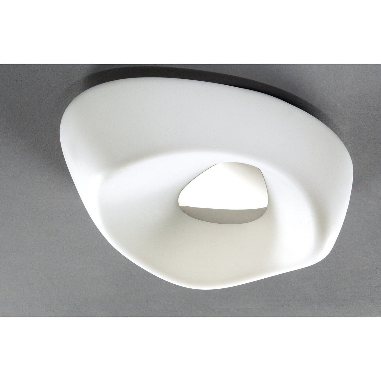 Modern Huevo Outdoor Ceiling Light Fixture in Polished Chrome and Opal White, IP44 Rated