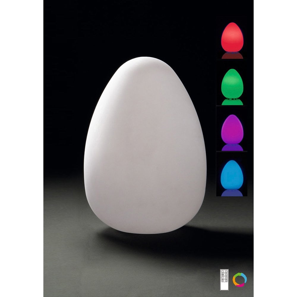 Luminous Huevo Egg LED Table Lamp, Large RGB Outdoor, 30cm Diameter, Opal White