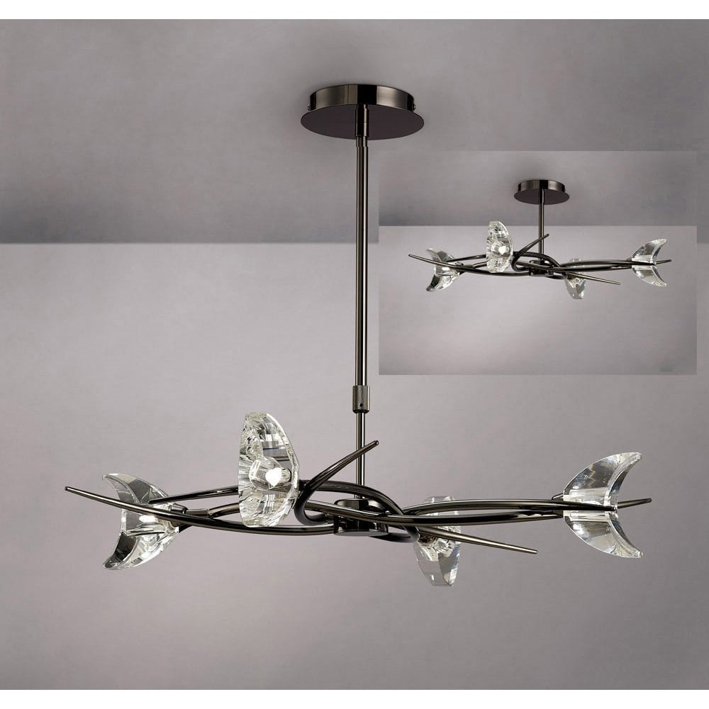 Telescopic Eclipse 4-Light Convertible Semi Flush in Black Chrome