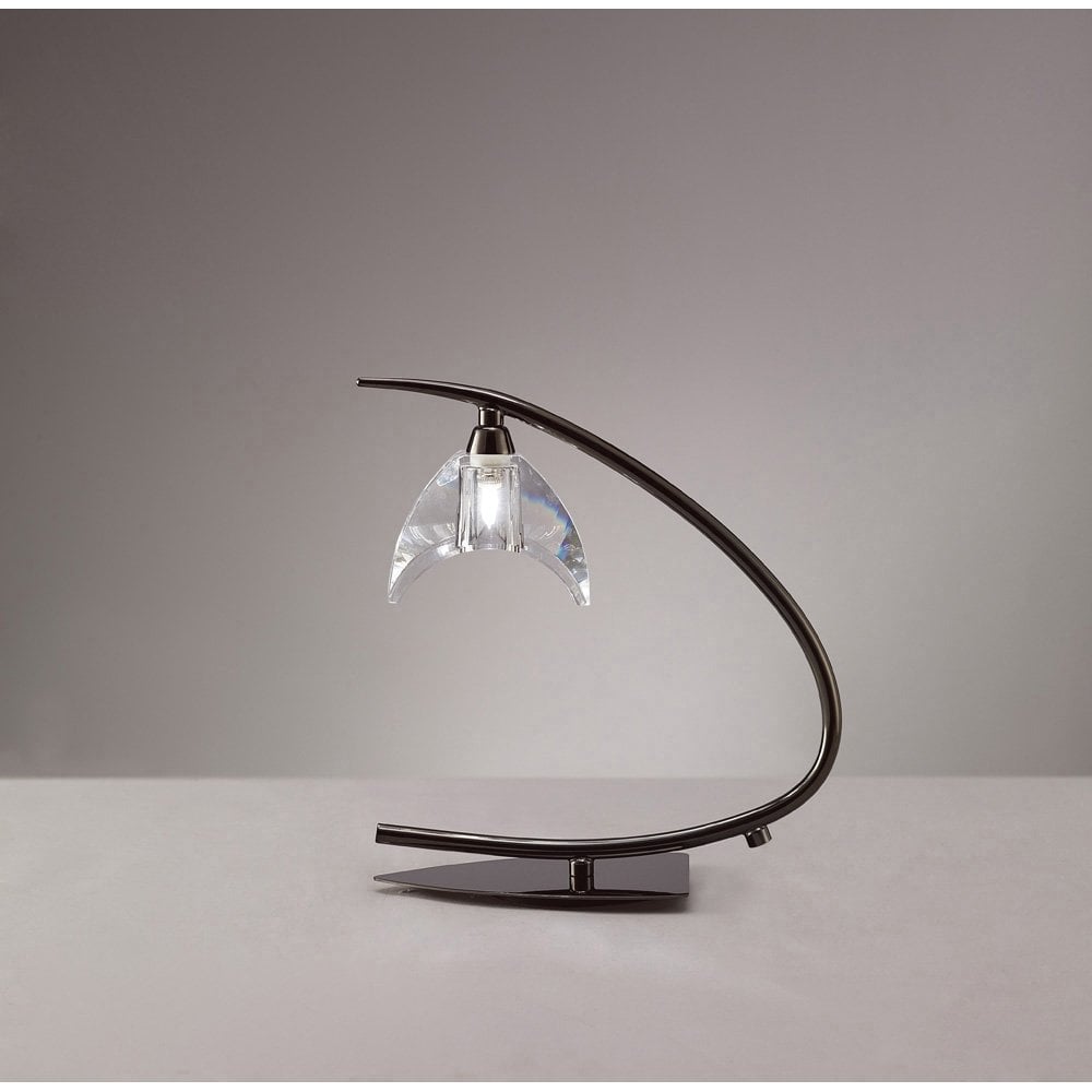 Black Chrome Eclipse Table Lamp: Elegant K9 Crystal Design by Santiago Sevillano