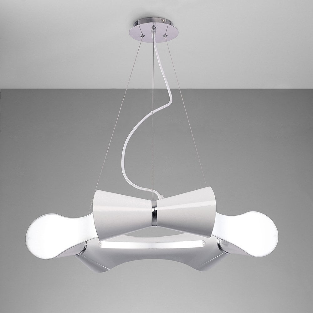 Ora Pendant Light - Elegant Gloss White with Acrylic and Chrome Finish, E27 LED/CFL