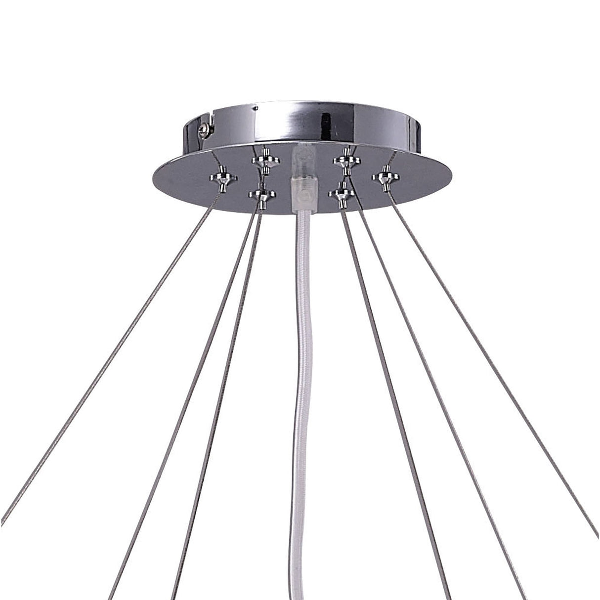 Ora Pendant 12 Light Twisted Globe, Gloss White with Polished Chrome Accents