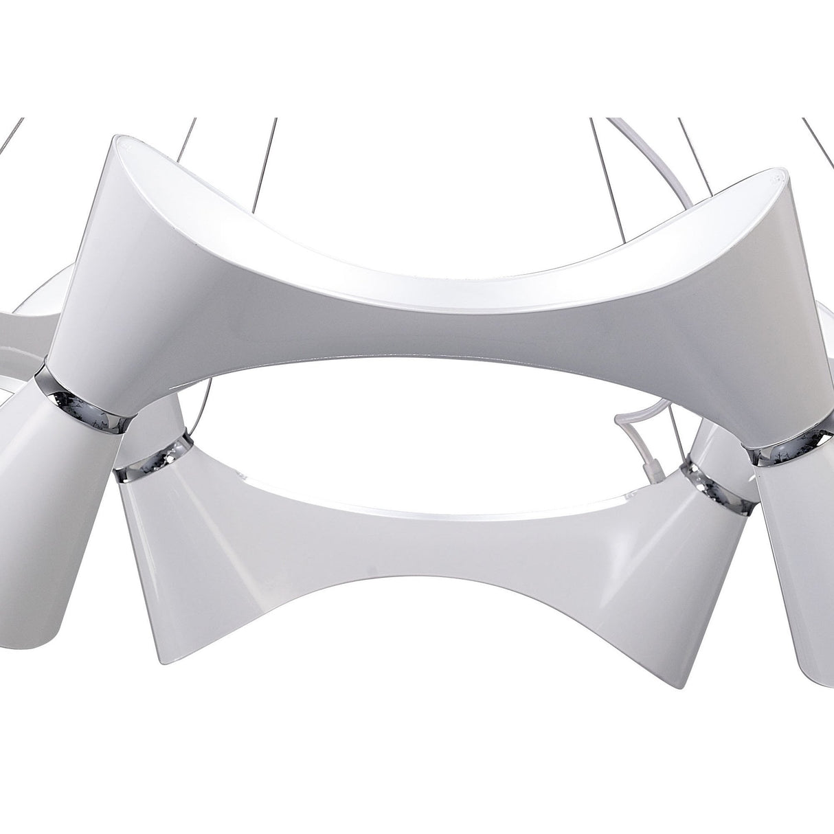 Ora Pendant 12 Light Twisted Globe, Gloss White with Polished Chrome Accents