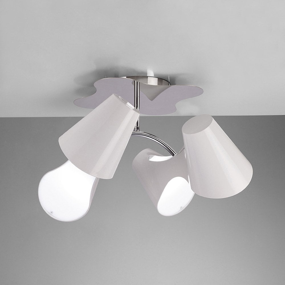 Santiago Sevillano's Ora Ceiling Light: Contemporary Gloss White Dual Arm Design with 4 Warm LED Lights