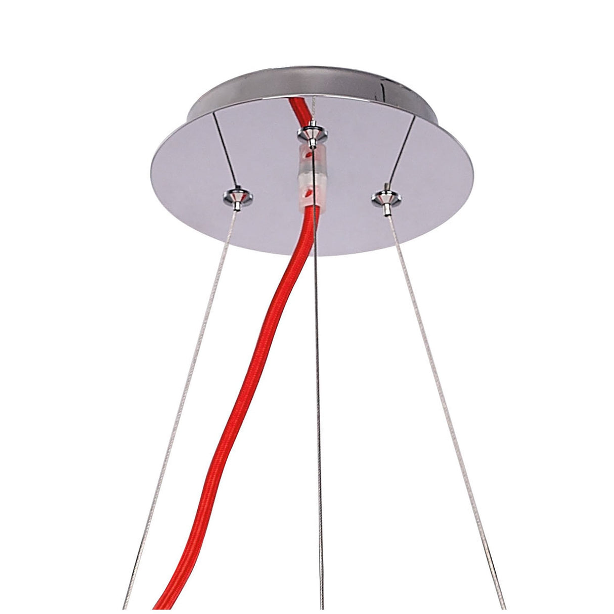 Ora Pendant Light: Glossy Red & White Acrylic Elegance with Polished Chrome Finish