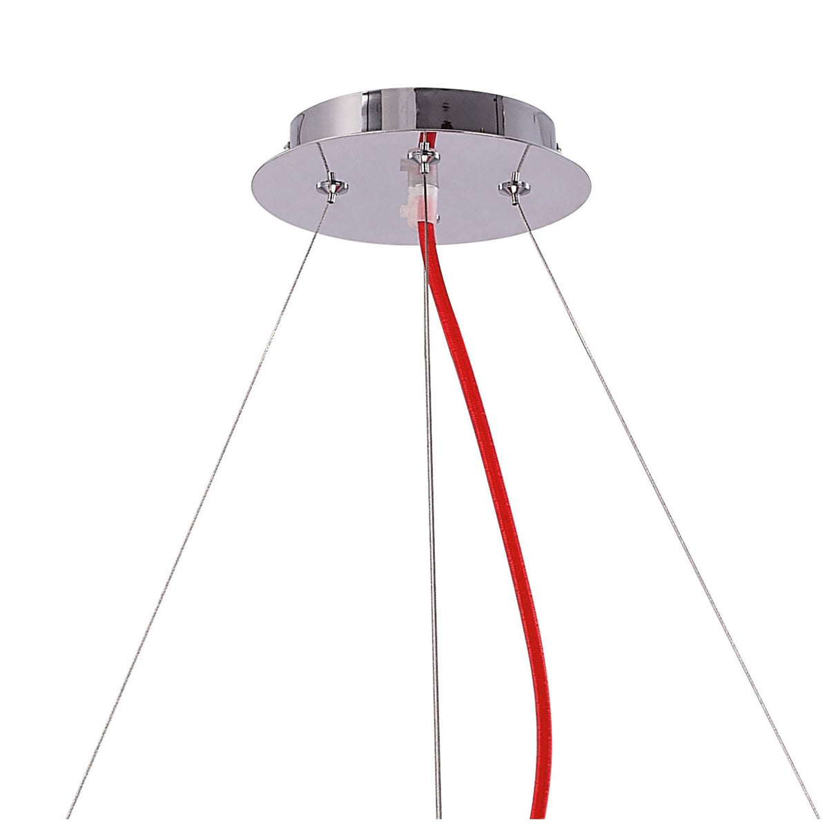 Ora Pendant Light: Gloss Red Elegance with White Acrylic and Polished Chrome Accents