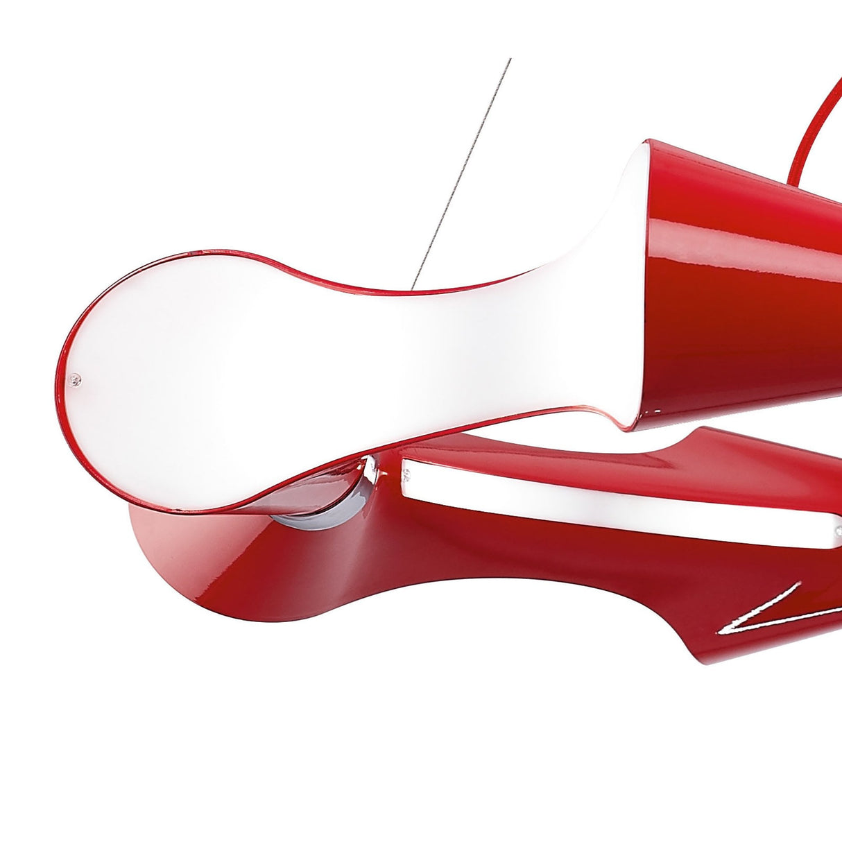 Ora Pendant Light: Gloss Red Elegance with White Acrylic and Polished Chrome Accents