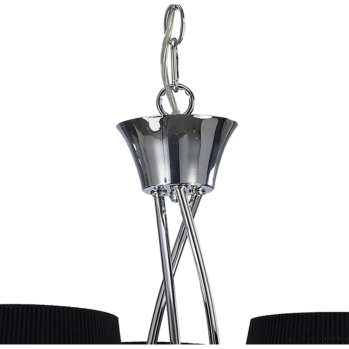 Mara Trio Pendant Light in Polished Chrome with Elegant Black Shades