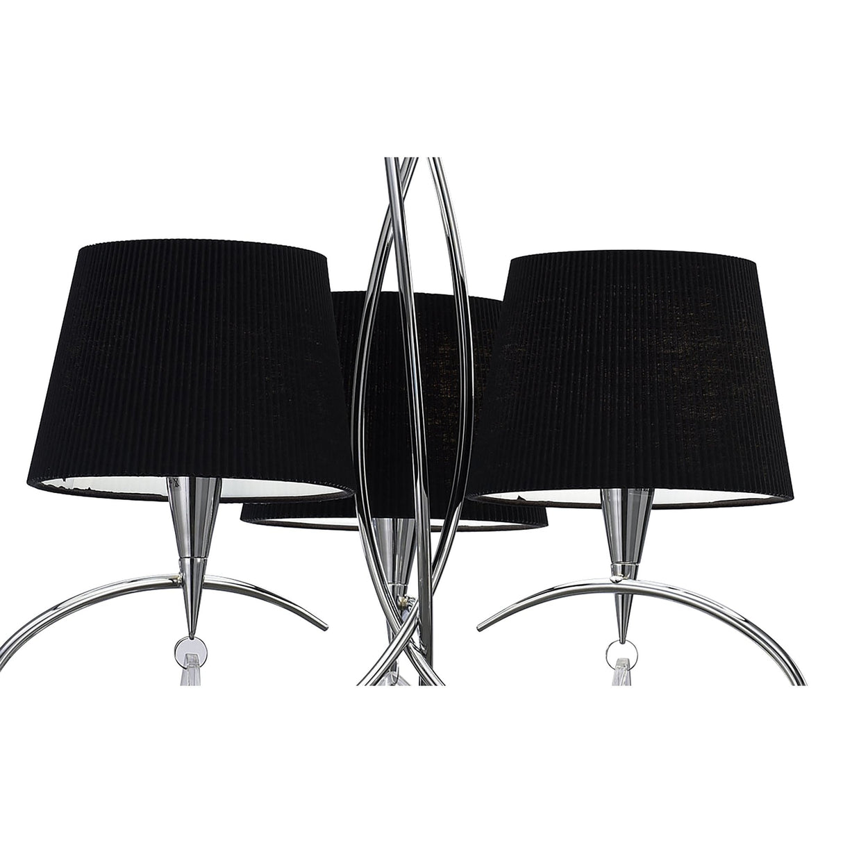 Mara Trio Pendant Light in Polished Chrome with Elegant Black Shades