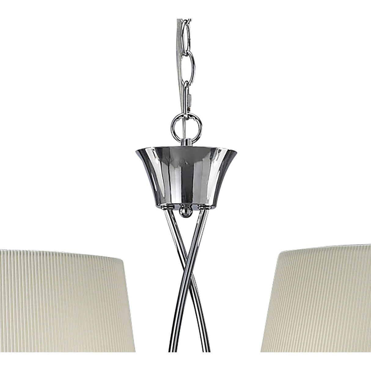 Mara Dual-Arm Quad Light Pendant, Polished Chrome with Ivory White Shades