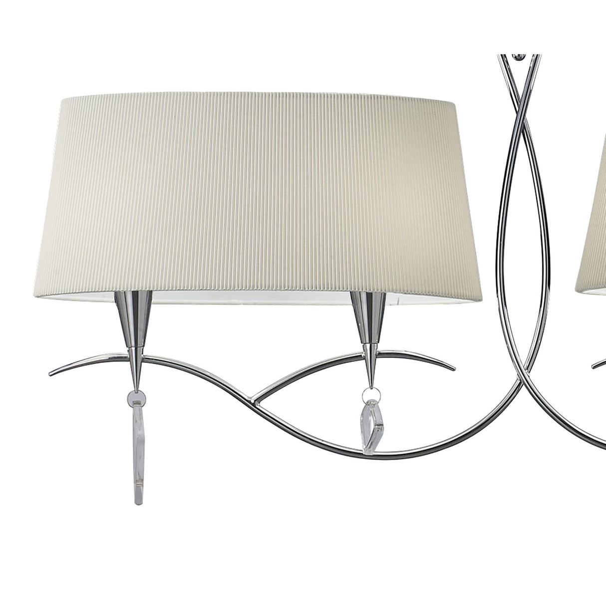 Mara Dual-Arm Quad Light Pendant, Polished Chrome with Ivory White Shades
