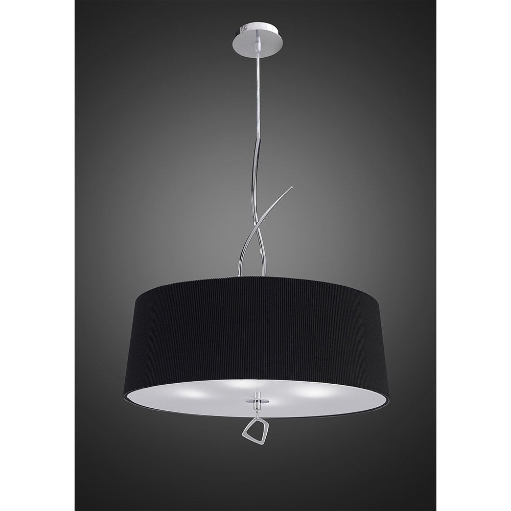Elegant Mara 4-Light Pendant Chandelier in Polished Chrome with Black Pleated Shade