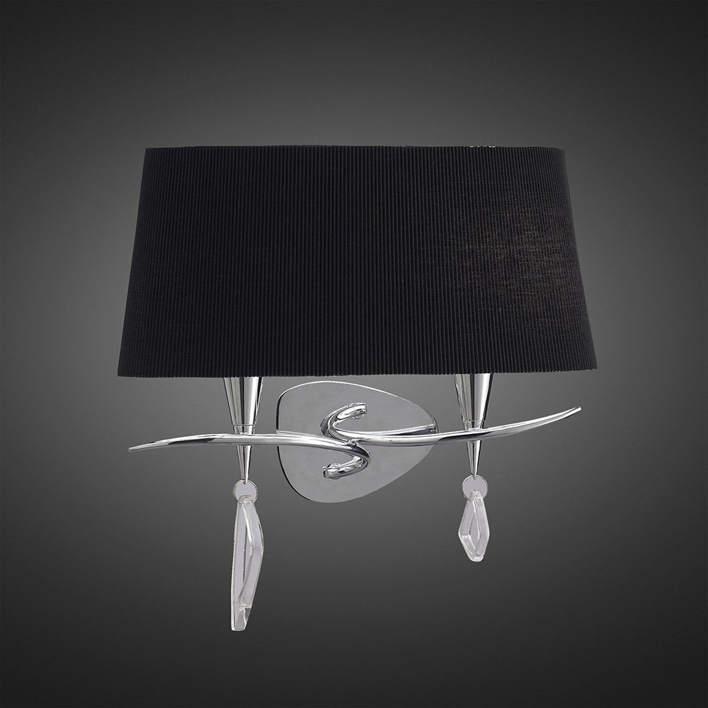 Mara Dual Light Wall Sconce in Polished Chrome with Black Fabric Shade
