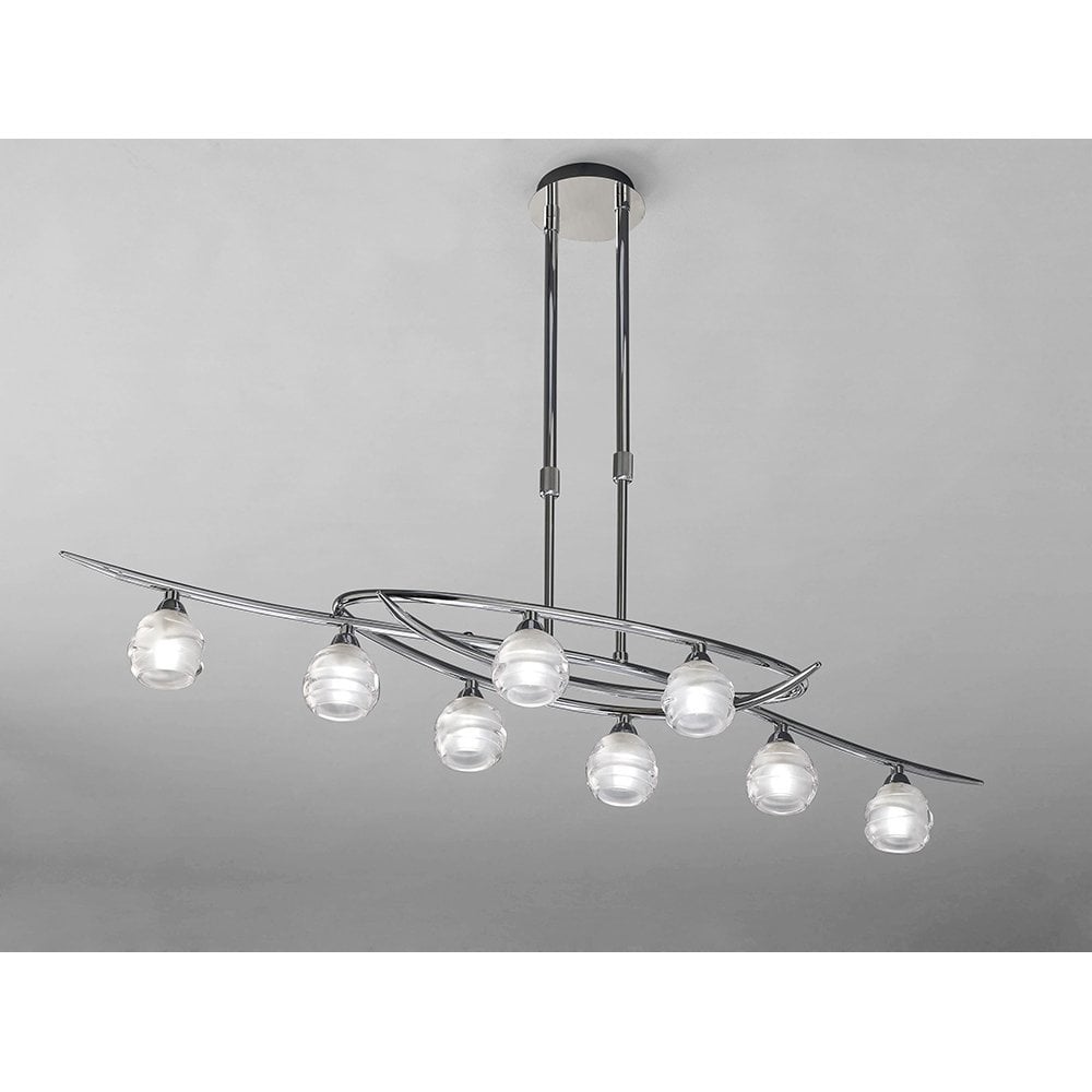 Title: Santiago Sevillano's Loop Telescopic 8-Light Fixture in Polished Chrome