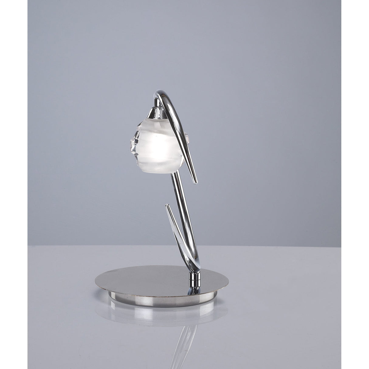 Sleek Loop Table Lamp: Modern Chrome with Opal Accents