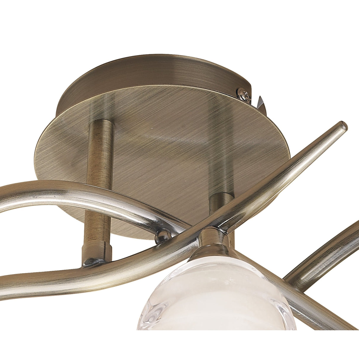 Antique Brass Loop Ceiling Light Fixture with Sculpted Glass Spheres