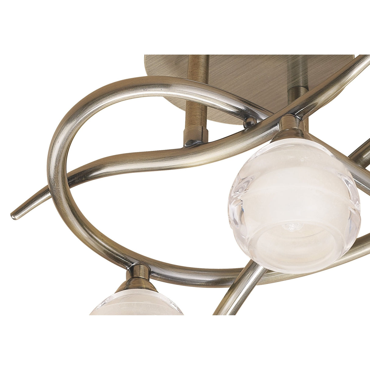 Antique Brass Loop Ceiling Light Fixture with Sculpted Glass Spheres