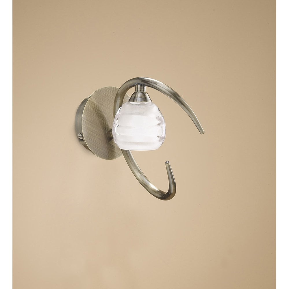 Antique Brass Loop Wall Lamp with Frosted Glass Accent