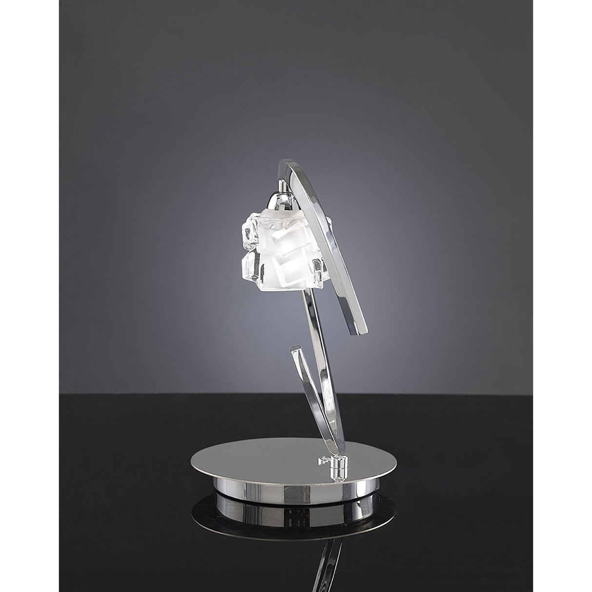 Avant-Garde Polished Chrome Ice Table Lamp with Frosted Shade
