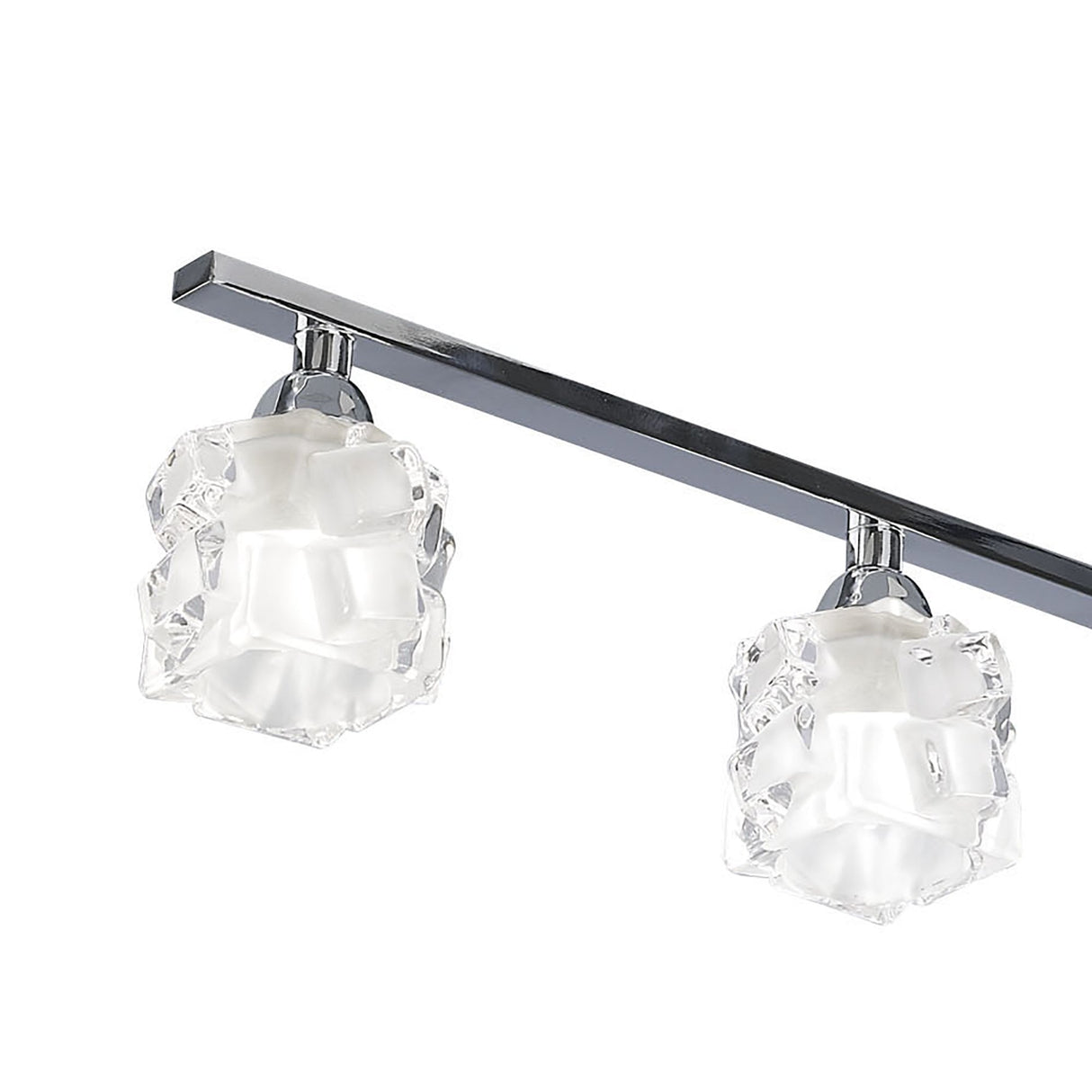 Contemporary Polished Chrome Ice Pendant Light with Frosted Glass Shades - 4-Light Bar Design