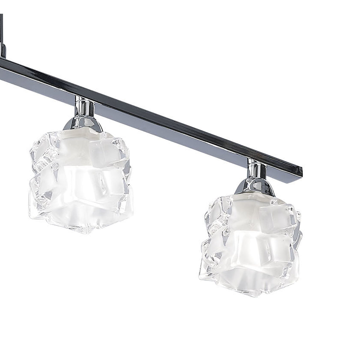 Contemporary Polished Chrome Ice Pendant Light with Frosted Glass Shades - 4-Light Bar Design