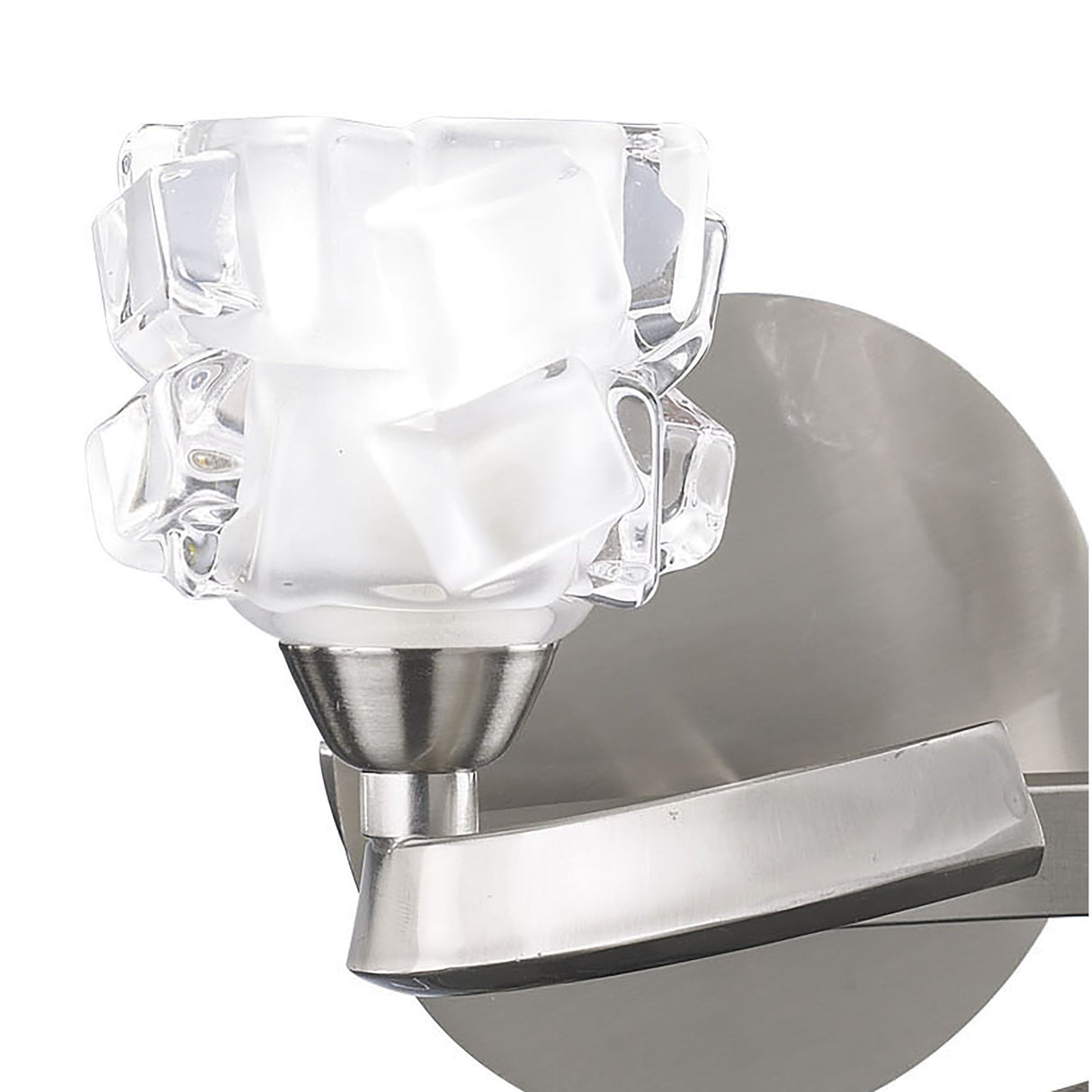 Frosted Crystal Dual Light Wall Sconce in Satin Nickel Finish