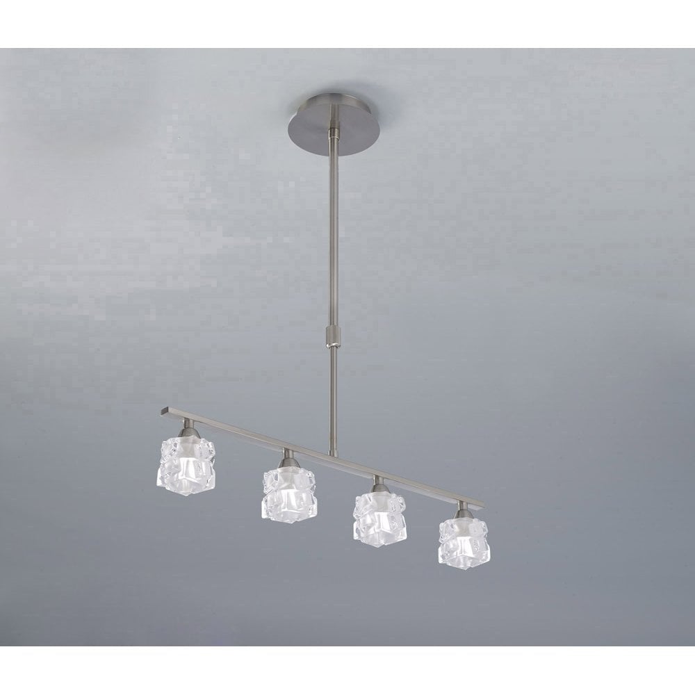 Satin Nickel Ice Pendant Light with Anarchic Glass Shades (4-Light G9)