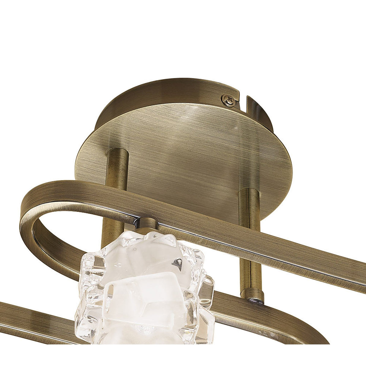 Antique Brass Ice Ceiling Light with Frosted Glass Shades - 4 Light G9 ECO