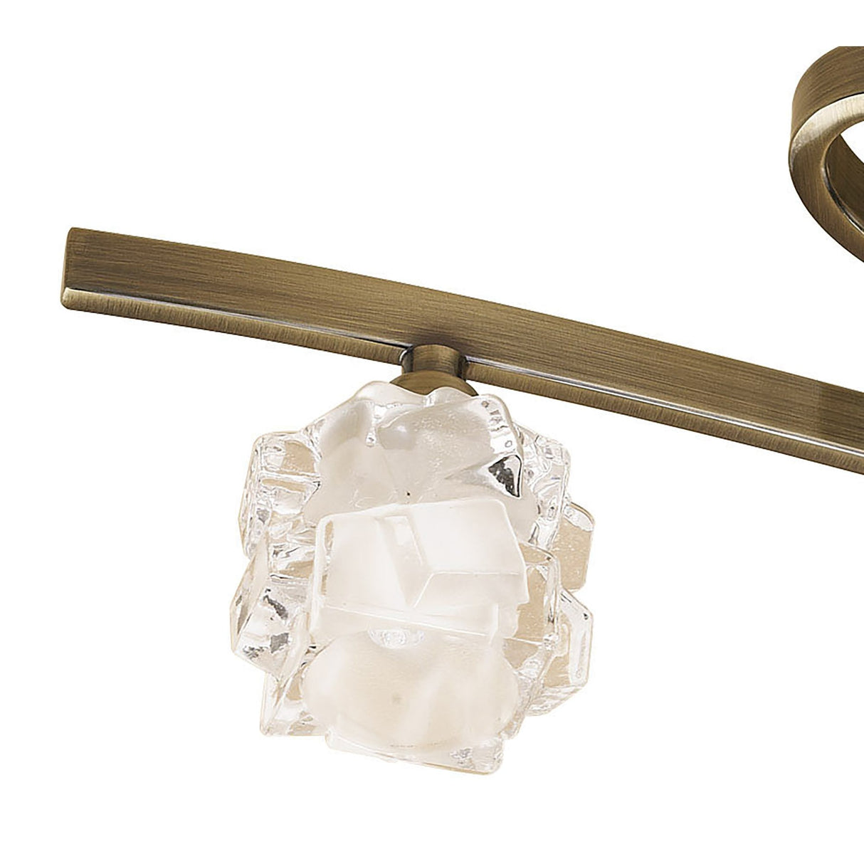 Antique Brass Ice Ceiling Light with Frosted Glass Shades - 4 Light G9 ECO