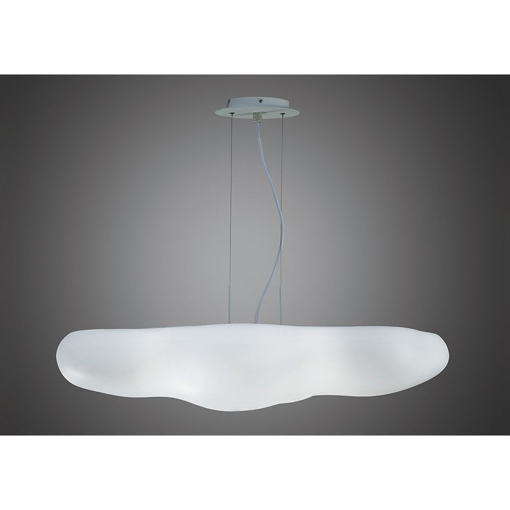 Eos Cloud-Shaped Pendant Light with 6 E27 Bulb Holders, Matt White and Opal Finish