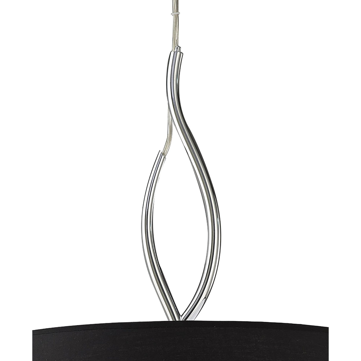 Ninette 4-Light Elegant Pendant in Polished Chrome with Black Fabric Wave Shades