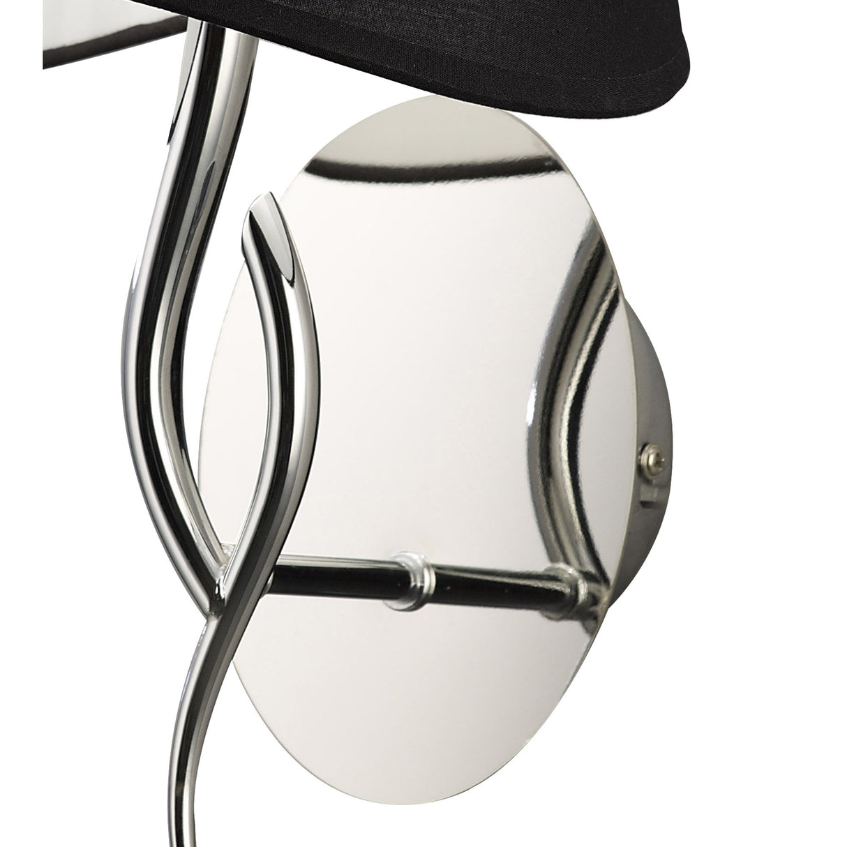 Ninette Polished Chrome Wall Lamp with Black Wave Shade and Rocker Switch