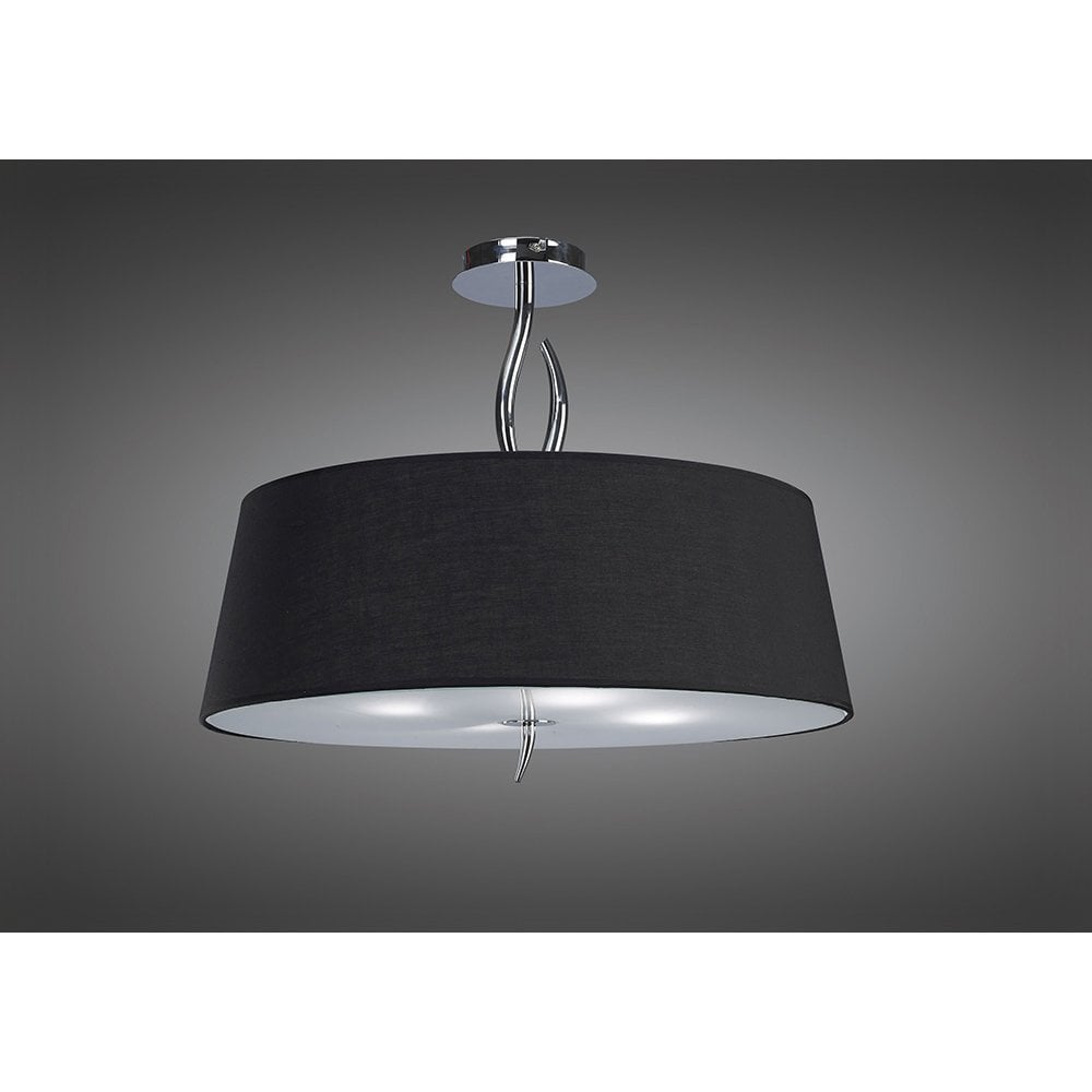 Ninette Ceiling Light Fixture with Black Wave Shade and Polished Chrome Finish
