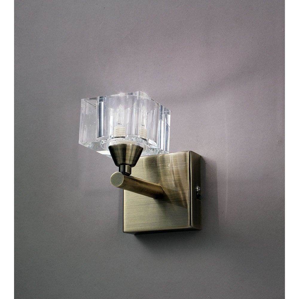 Cuadrax Wall Sconce with Rocker Switch, Antique Brass Finish