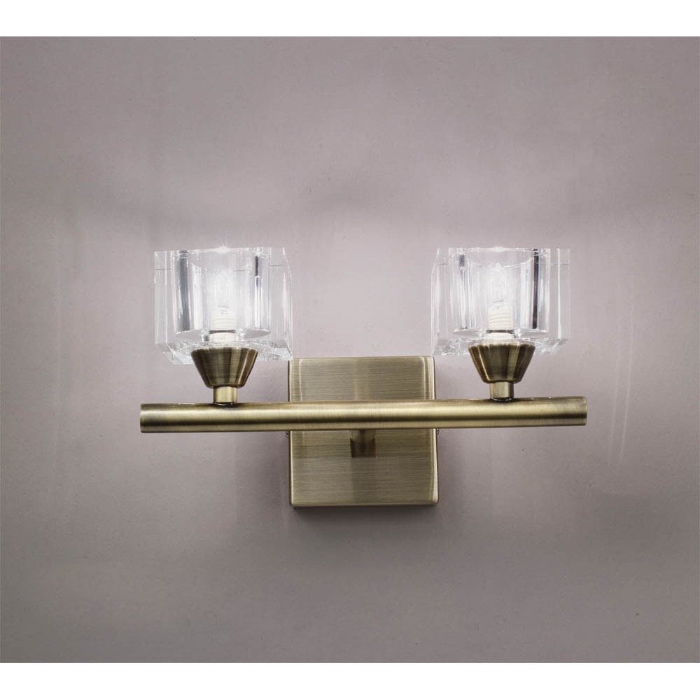 Cuadrax Wall Light Duo in Antique Brass