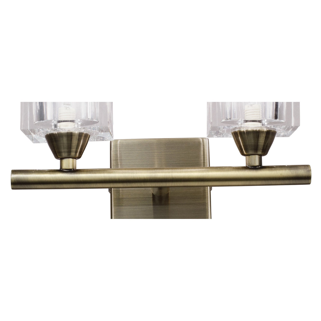 Cuadrax Dual Light Wall Fixture in Antique Brass with Rocker Switch