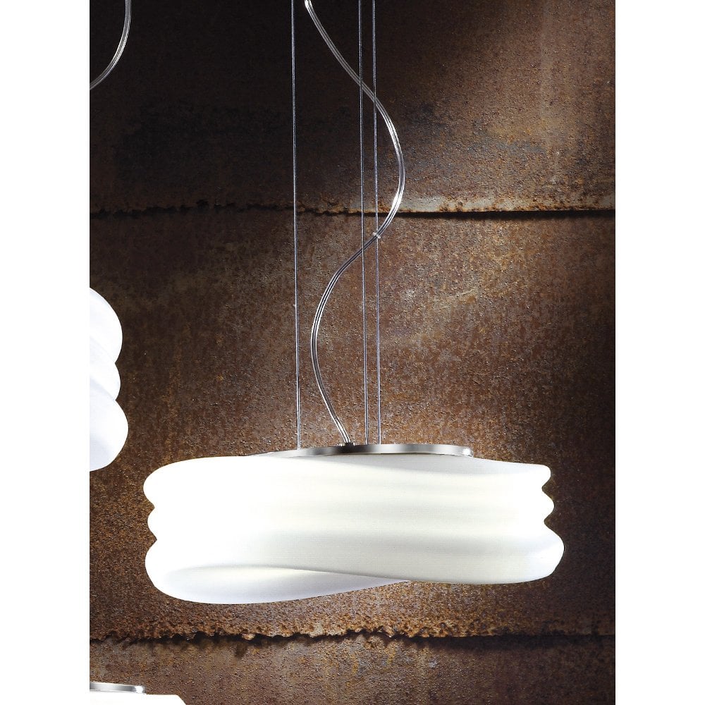 Ocean Wave Dream Pendant Light - Polished Chrome & Frosted Glass