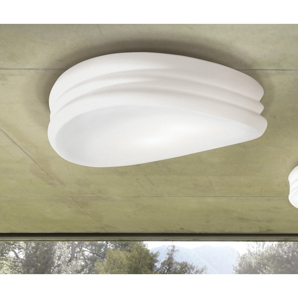 Large Mediterraneo Ceiling/Wall Light Fixture, Frosted White Glass Design
