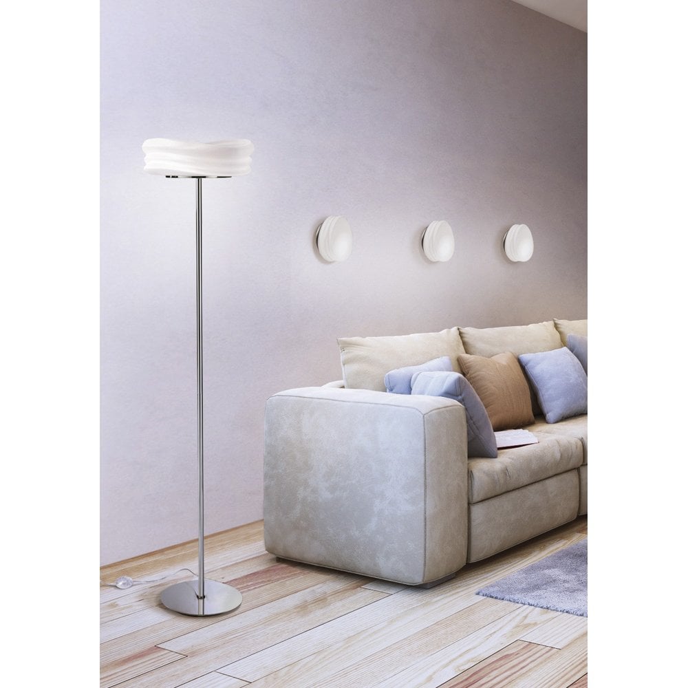 Mediterraneo 2-Light Floor Lamp, Polished Chrome & Frosted White Glass