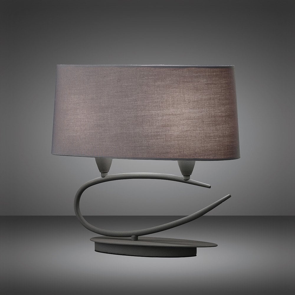 Elegant Lua Dual Light Table Lamp in Ash Grey with Matching Shades