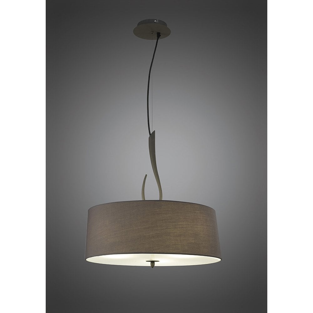 Lua 3-Light Ash Grey Pendant with Elegant Fabric Shade