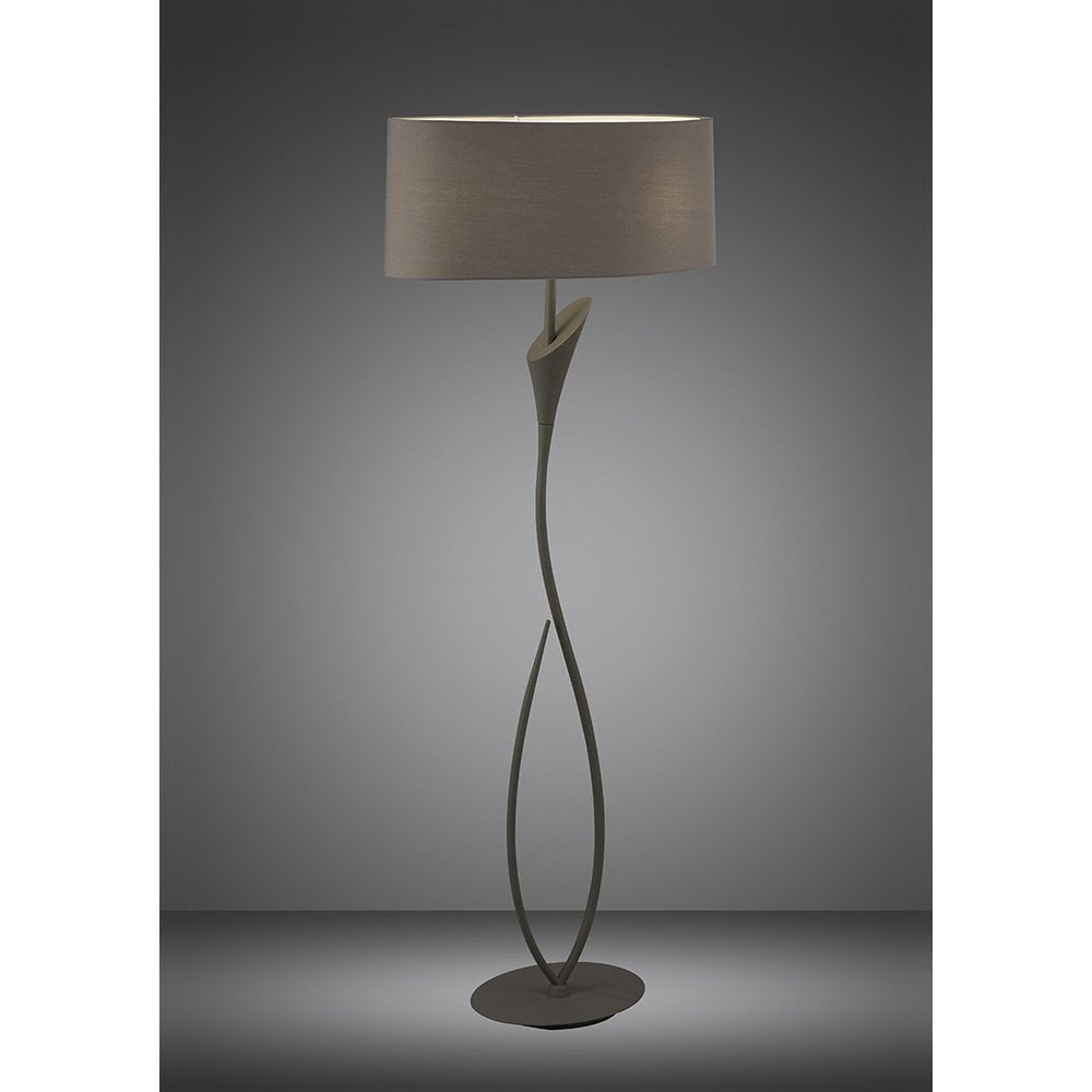 Lua Floor Lamp with Dual Light E27, Elegant Ash Grey Finish and Matching Shade