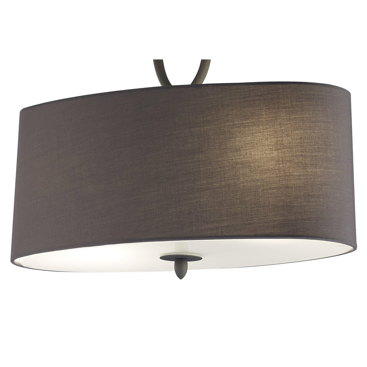 Lua Ash Grey Dual Light Semi-Flush Ceiling Fixture with Fabric Shade