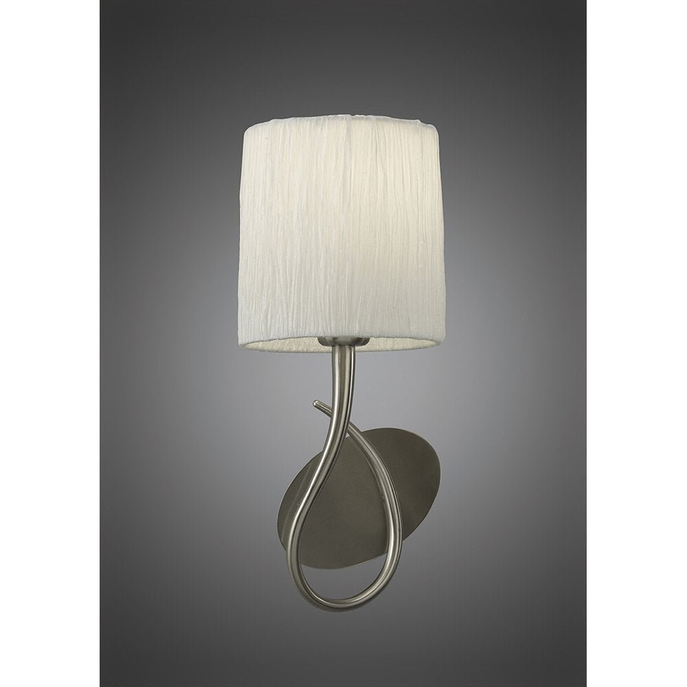 Elegant Satin Nickel Wall Lamp with White Shade - Lua Collection by Jose Ignacio Ballester Martinez
