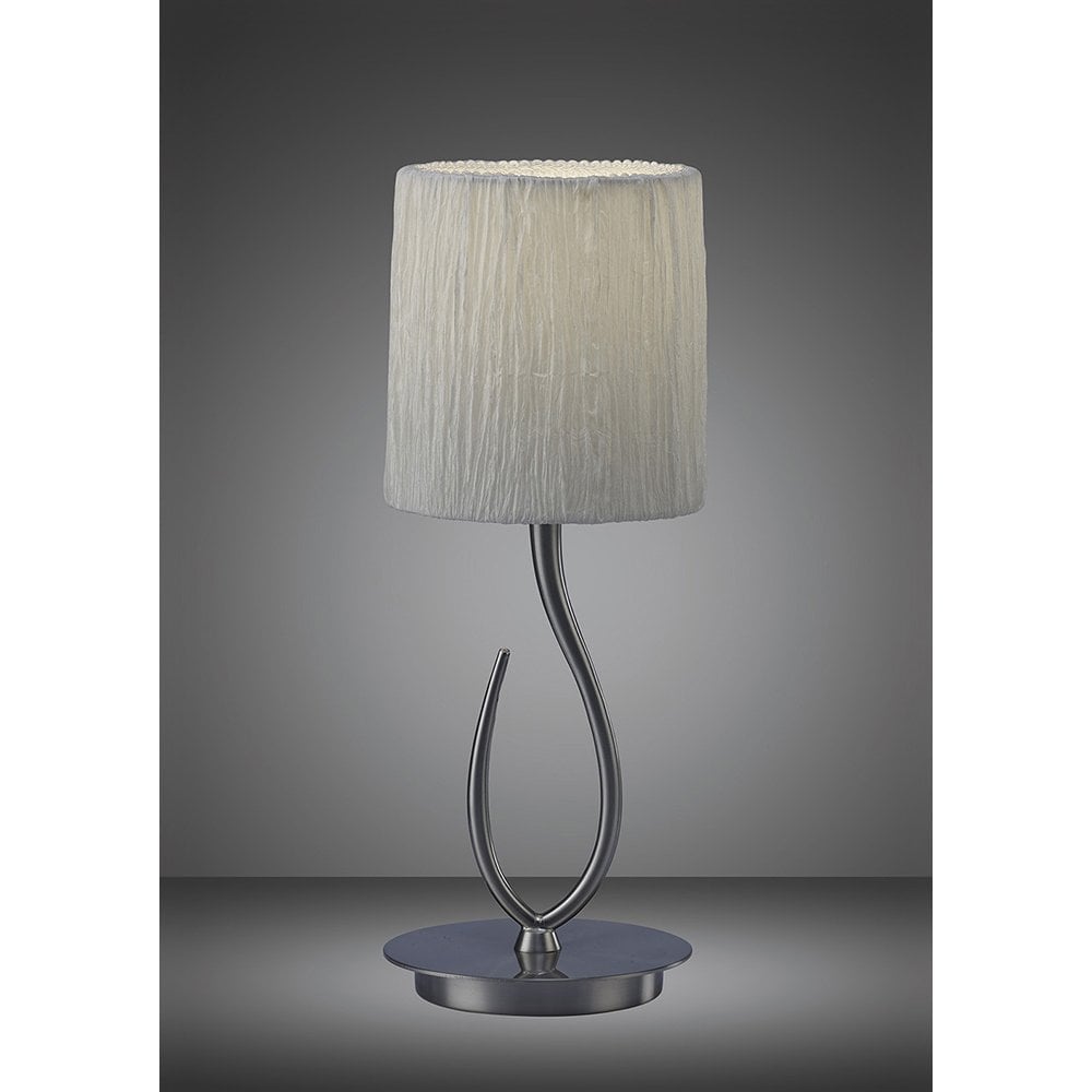 Elegant Lua Satin Nickel Table Lamp with White Pleated Shade