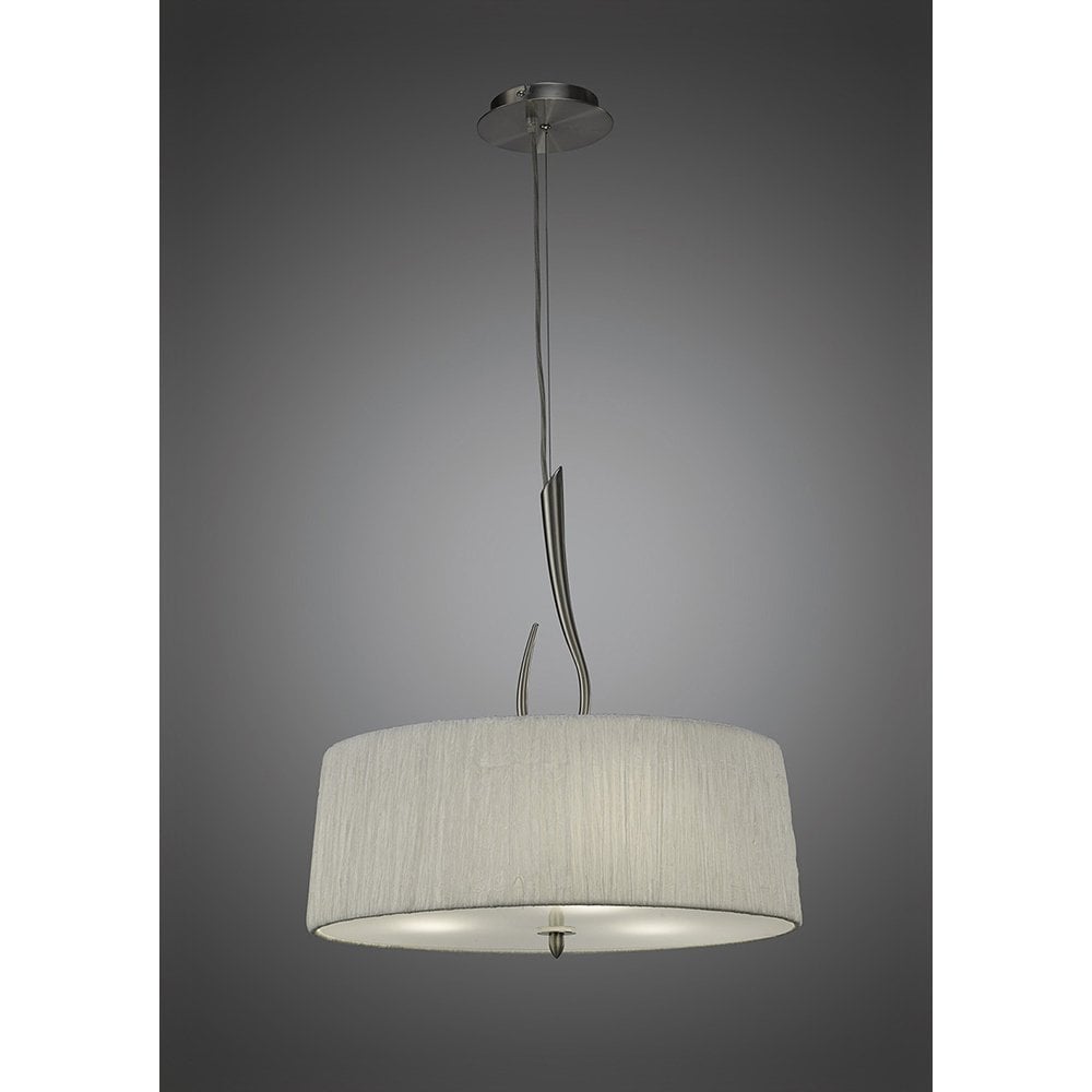 Elegant Lua Trio Pendant Light in Satin Nickel with White Shade