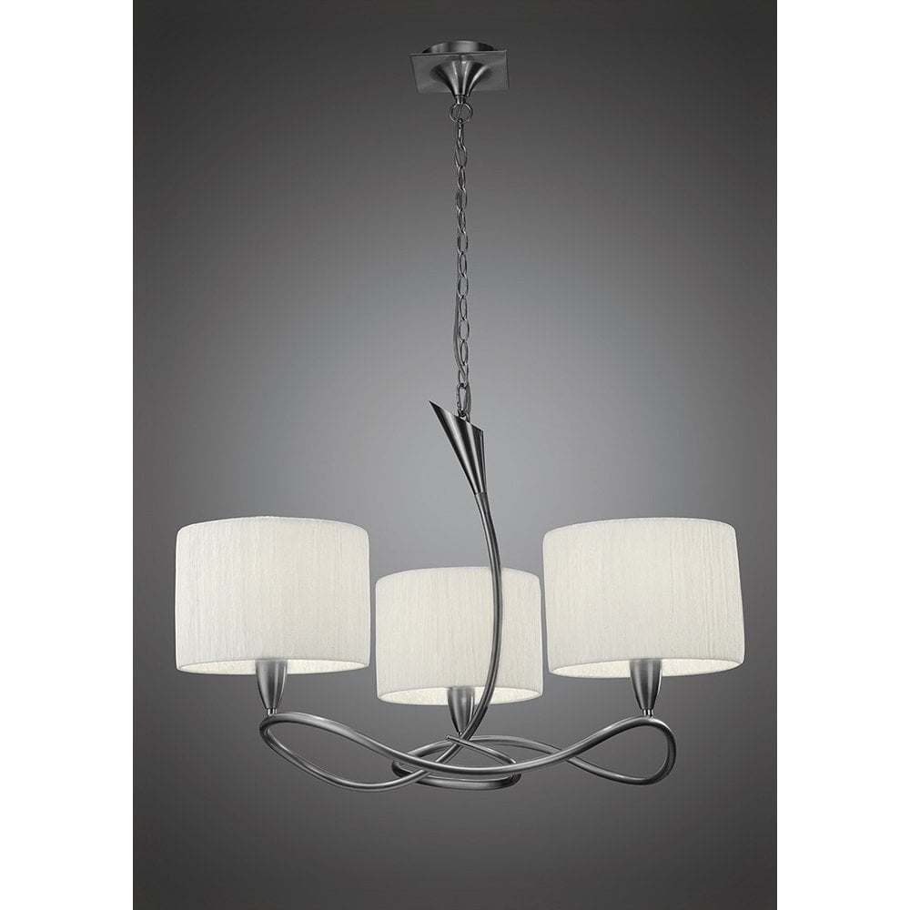 Elegant Lua Trio Pendant Light in Satin Nickel with White Shades