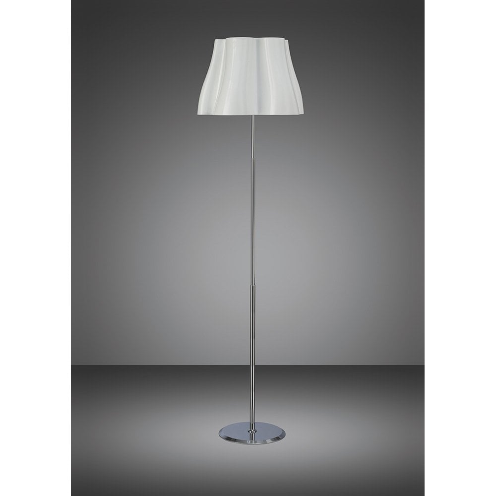 Elegant Trio Illumination Floor Lamp in Gloss White and Polished Chrome